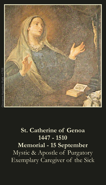 SEPTEMBER 15th: St. Catherine of Genoa Prayer Card - BUYONEGETONEFREE